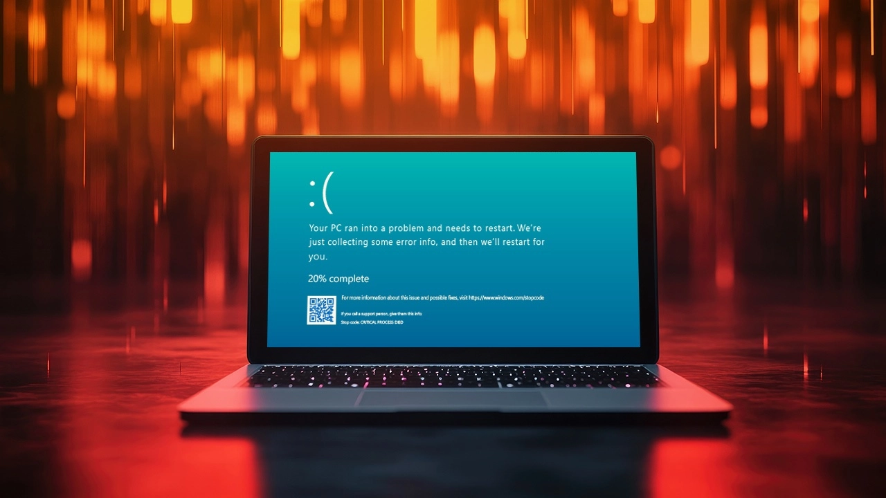 Computer displaying warning message